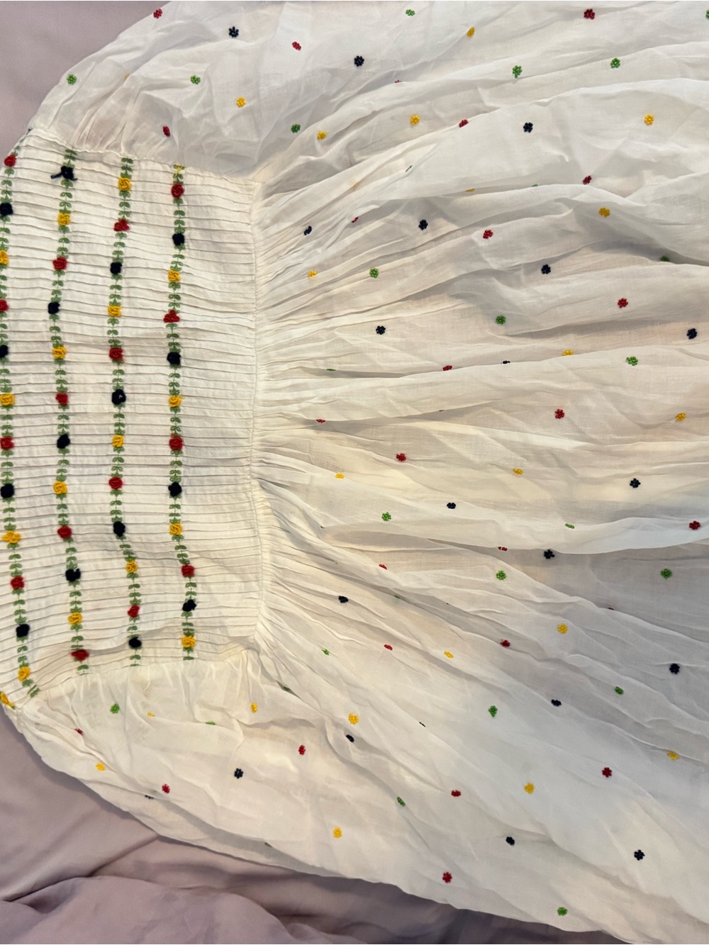 FARM Rio White Cotton Button-Front Blouse with Multicolor Embroidery - Picture 4 of 5